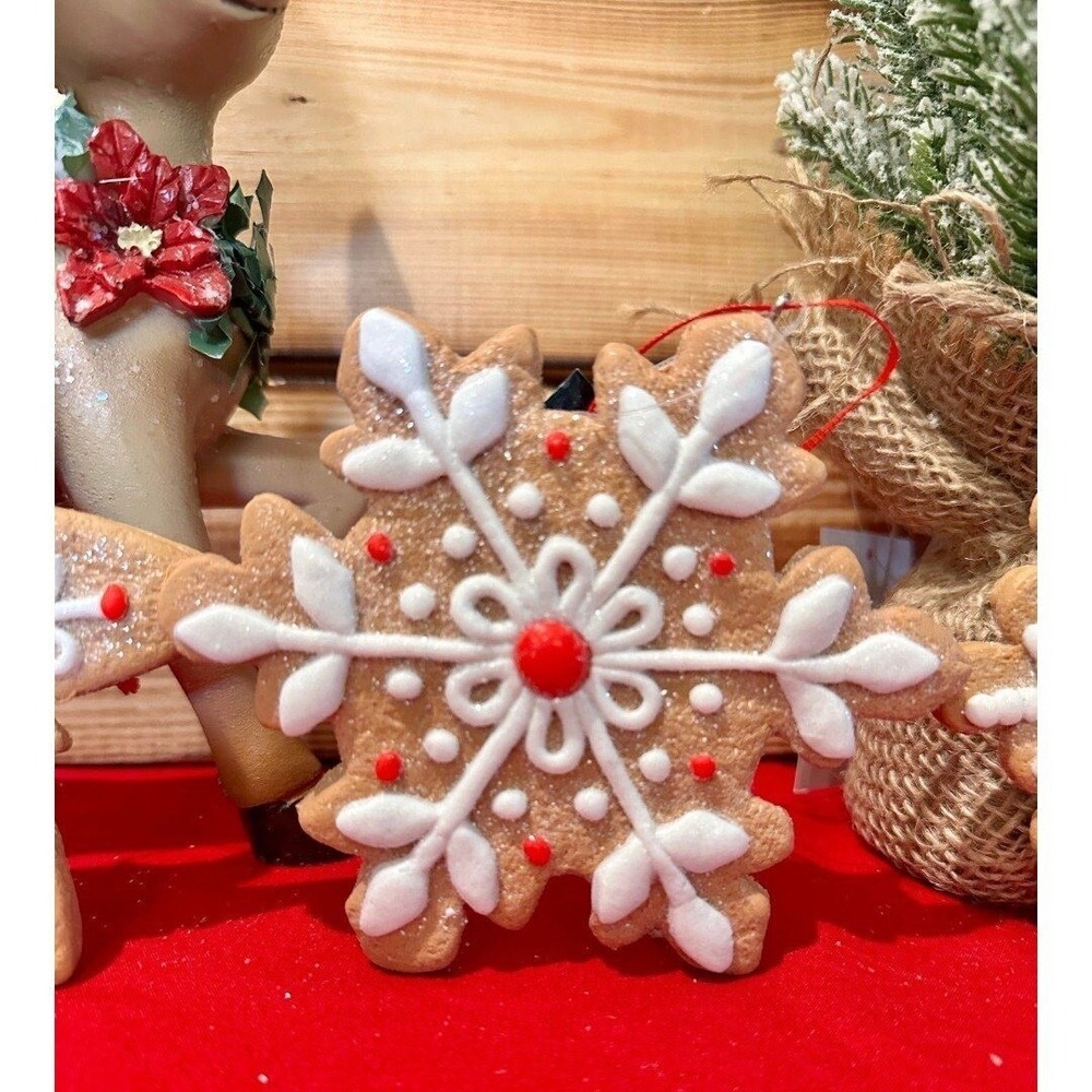 NEW 3 Gingerbread Ornaments Snowflake Christmas‎ Holiday Bundle Set - Picture 7 of 12